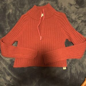 DKNY sweater burgundy color with hot pink zipper